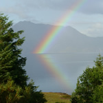 Rainbow reflected on Loch Broom